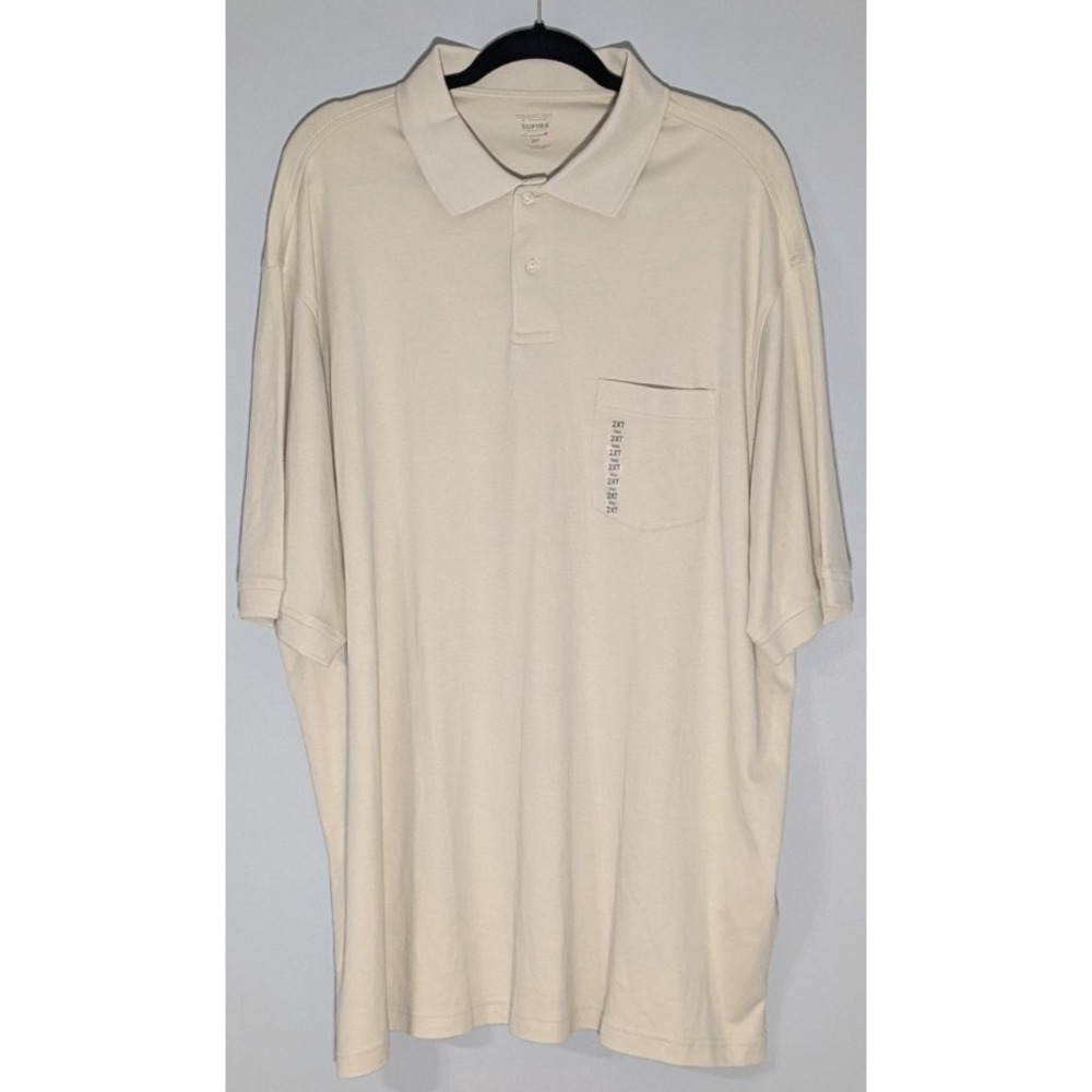 Roundtree & Yorke Short Sleeve Polo Cream/Beige Supima Cotton 2XT - NWT